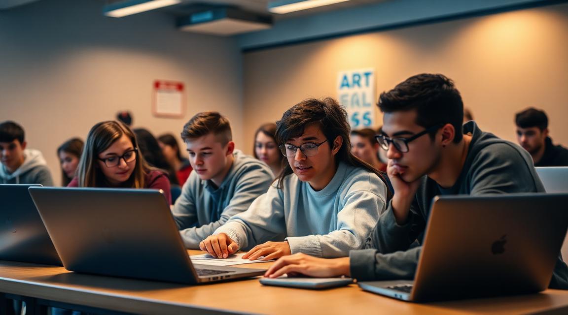 Classroom of teens learning with AI tools